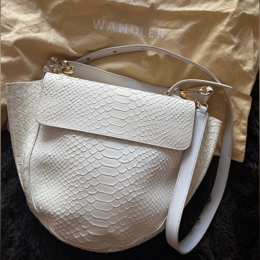 WANDLER White Leather Bag Embossed Satchel - Picture 4 of 7